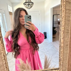 One33 Social Balloon Sleeve Maxi Dress in Pink